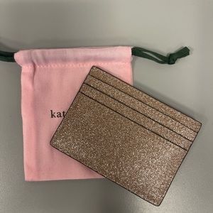 Kate Spade gold glitter card case